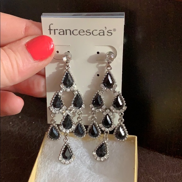 Francesca's Collections Jewelry - NWT Francesca’s black & silver chandelier earrings